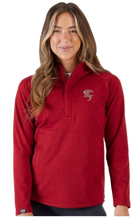 Shelby Ladies Quarter Zip Hood - Red