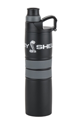 Black Water Bottle with Grey Double Stripe