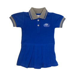 Shelby Toddler Girls Polo Dress - Royal/Grey