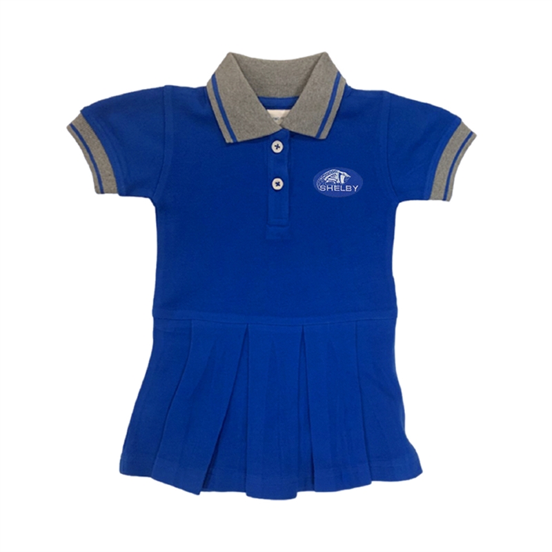 Shelby Toddler Girls Polo Dress - Royal/Grey