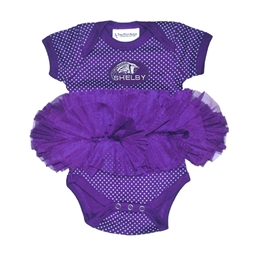 Shelby Pin Dot Tutu Onesie - Purple