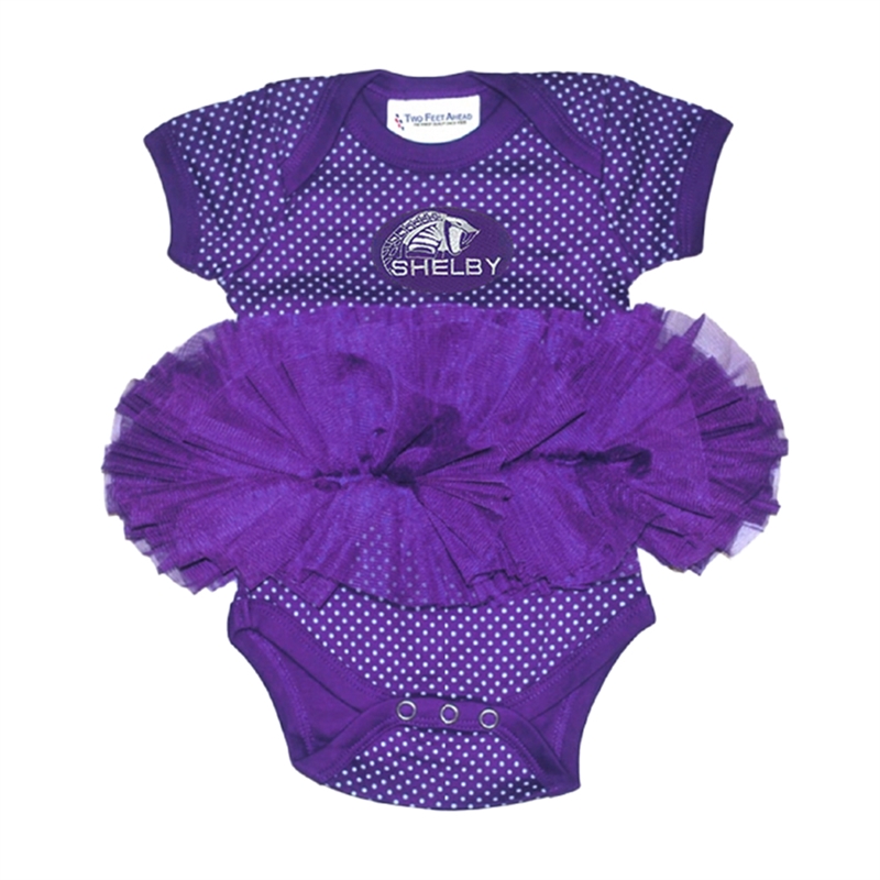 Shelby Pin Dot Tutu Onesie - Purple