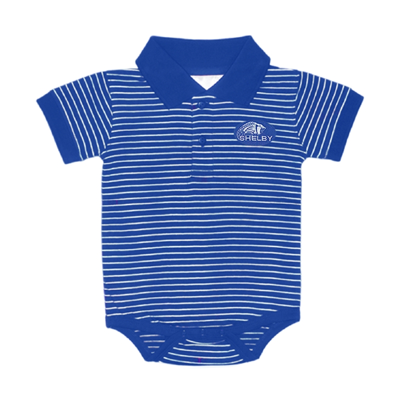 Shelby Striped Golf Shirt Onesie - Blue /White