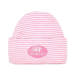 Shelby Striped Infant Knit Cap - Pink/White