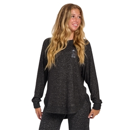 Shelby Ladies Oversized Cuddle Crew - Black Heather Grey