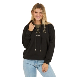 Shelby Ladies Lace-Up Pullover - Black