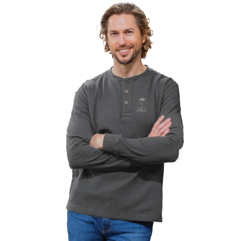 Shelby Waffle Henley - Grey