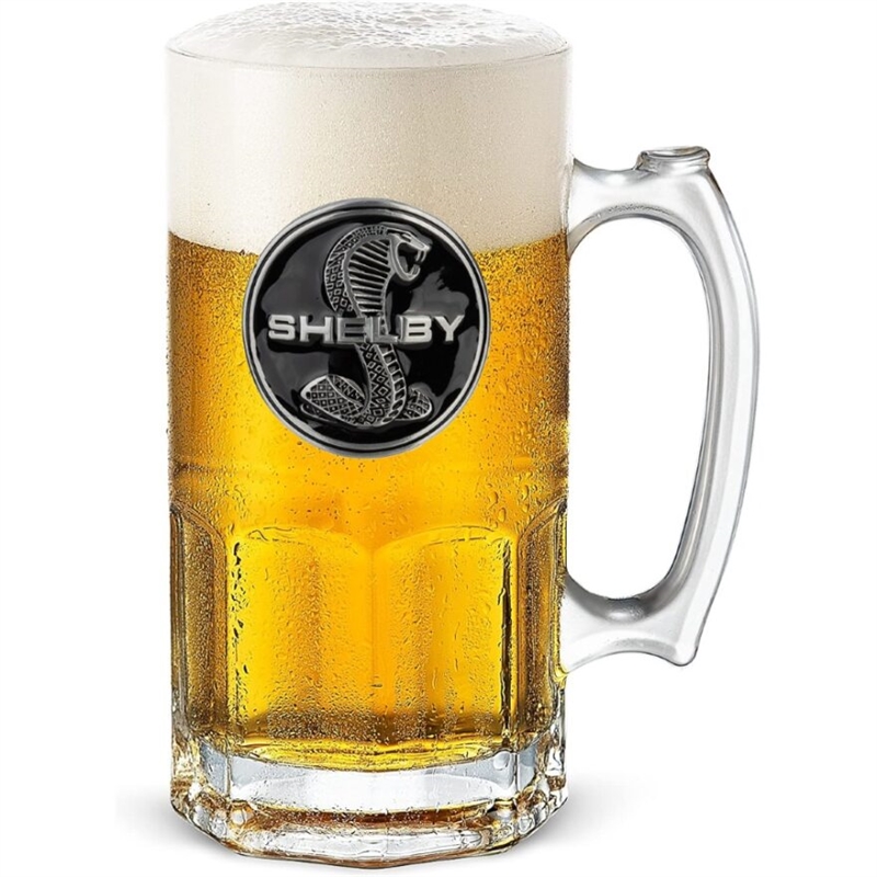 Shelby Medallion 1 Liter Stein Glass - Black/Silver