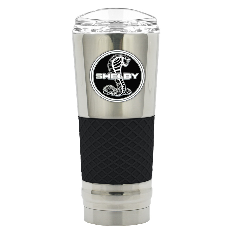 Shelby Medallion 24OZ Steel Tumbler - Chrome/Black