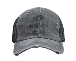 Women's Distressed Black/Grey Ponytail Hat