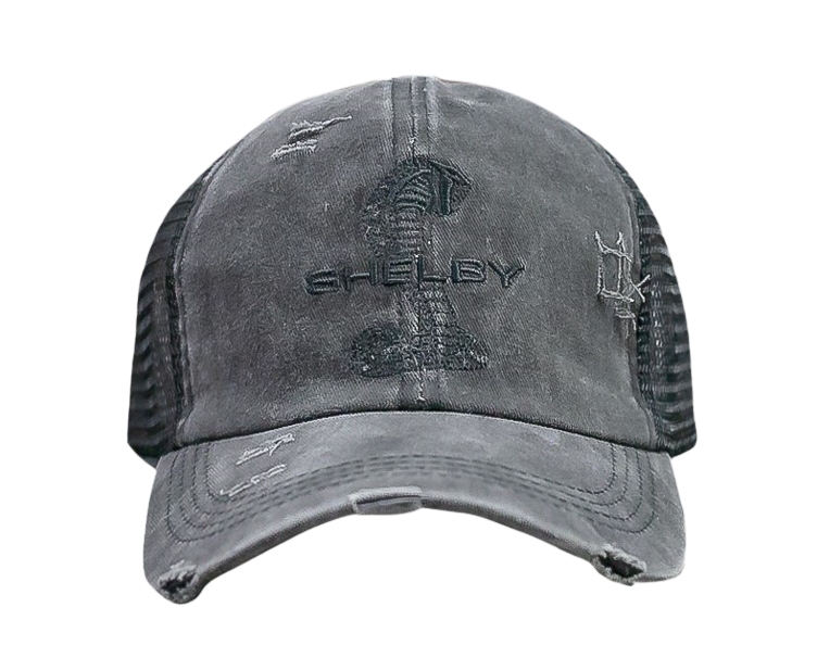 Women's Distressed Black/Grey Ponytail Hat