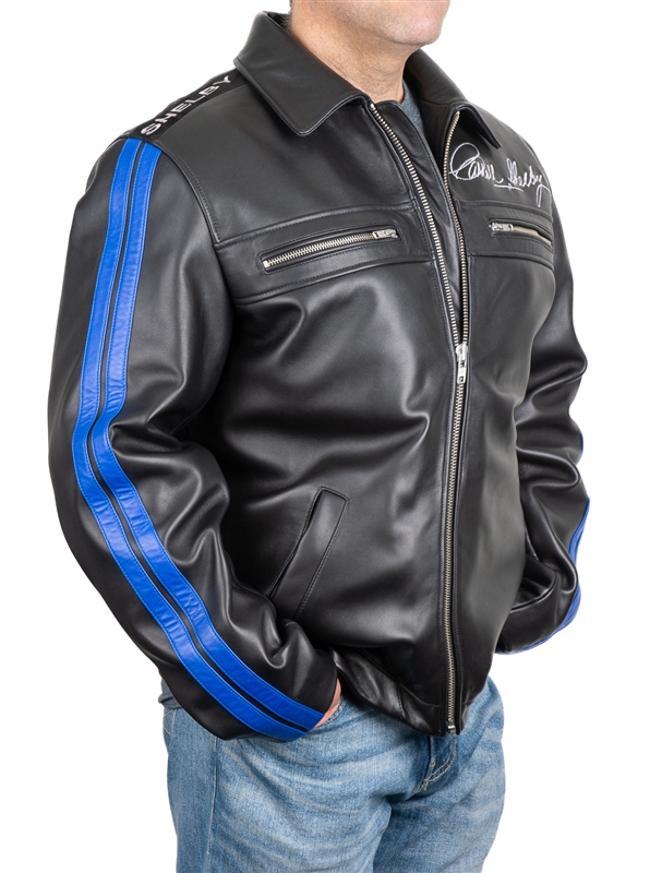 Shelby Mustang Leather Jacket Blue Stripes Shelby Store