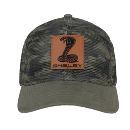 Shelby Leather Patch Camo Mesh Hat - Olive Camo