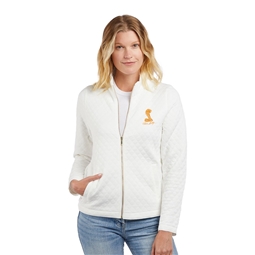 Shelby Ladies Quilted Full zip Sweater - Cream