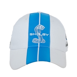 Shelby White With Blue Racing Stripes Hat
