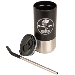 Shelby 18 Oz Tumbler With Straw - Black/Silver