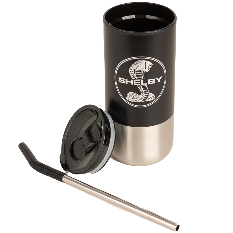 Shelby 18 Oz Tumbler With Straw - Black/Silver