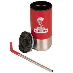 Shelby 18 Oz Tumbler With Straw - Black/Red/Silver