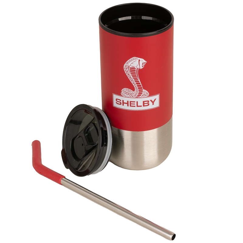 Shelby 18 Oz Tumbler With Straw - Black/Red/Silver