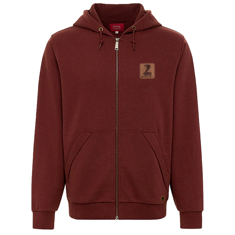 Shelby Leather Patch Full Zip Hoody - Rust