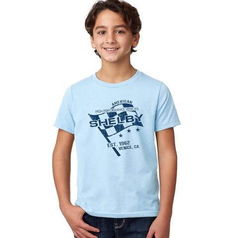 Shelby Racing Flag Youth Tee - Light Blue