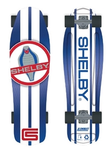 Blue Cobra Aluminum Mullet Skateboard with White Stripes