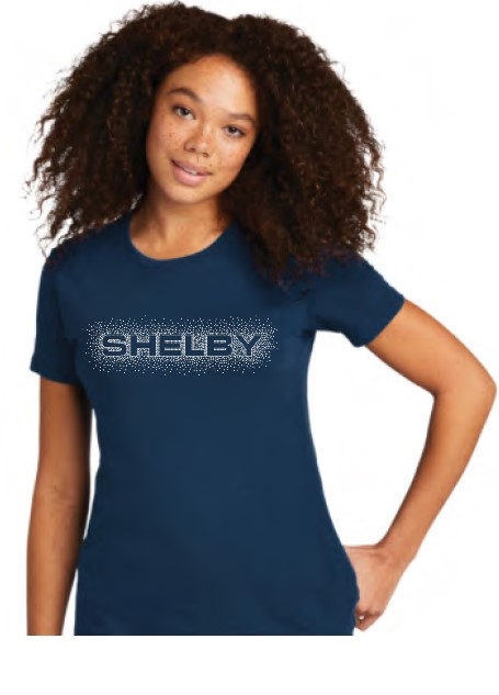 Shelby Ladies Burst Rhinestone Tee - Cool Blue