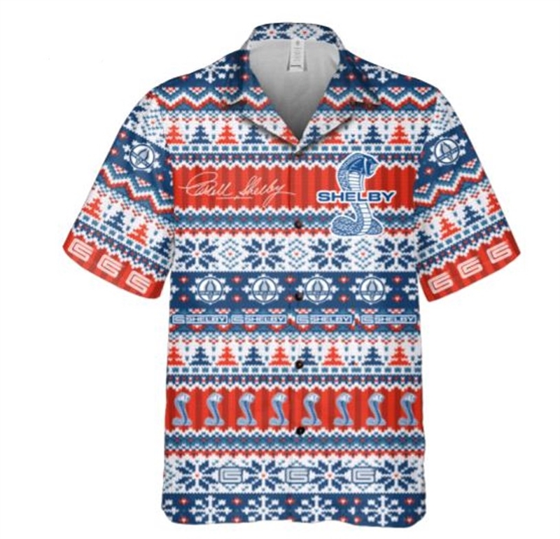 Shelby  Hawaiian Christmas Button Shirt - Blue