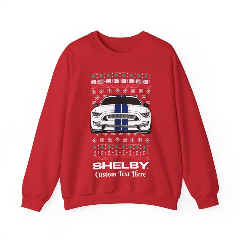 Shelby Personalized Mustang Christmas Crew Neck Sweater   CHOOSE FROM MULTIPLE COLORS