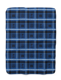 Shelby  Blue and White Plaid Sherpa  Blanket