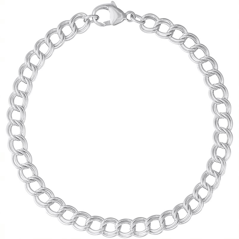 Double Curblink Chain Bracelet・White