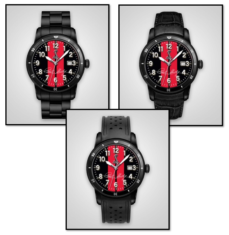 Personalized Shelby "Colors" Watch- Black w/ Red Stripes