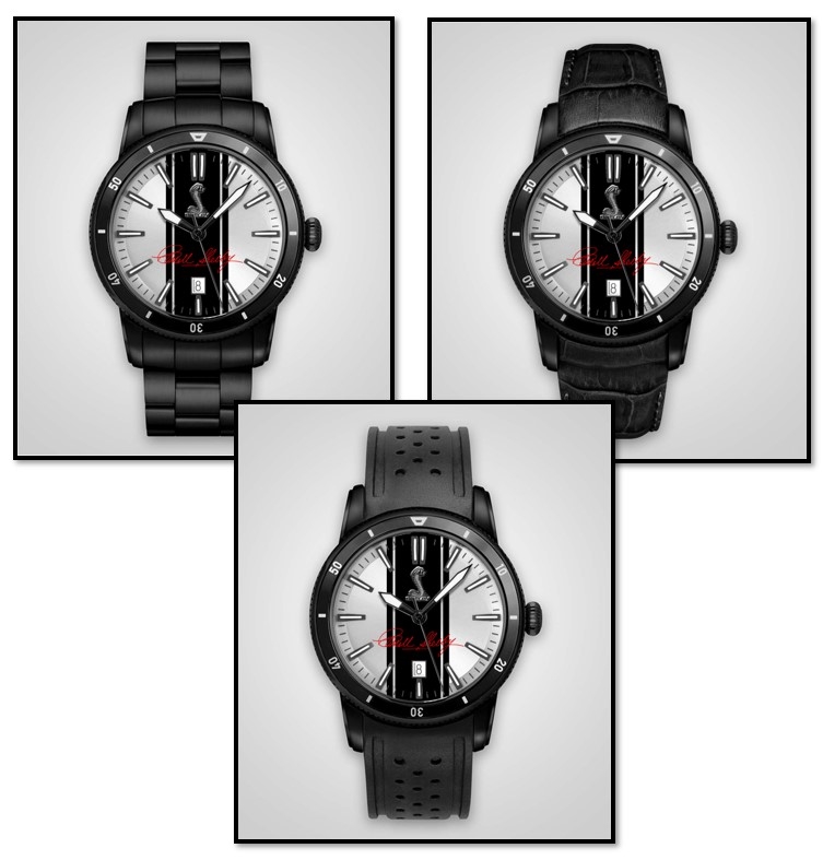 Personalized Shelby "Colors" Watch- Silver w/ Black SS Stripes
