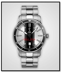 Personalized Shelby "Colors" Watch- Silver w/ Black Stripes- Stainless Steel Band