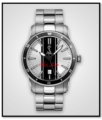 Personalized Shelby "Colors" Watch- Silver w/ Black Stripes- Stainless Steel Band