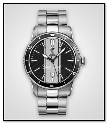 Personalized Shelby "Colors" Watch- Black w/ Silver Stripes- Stainless Steel Band
