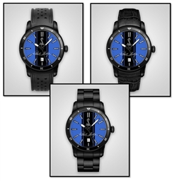 Personalized Shelby "Colors" Watch- Blue w/ Black SS Stripes