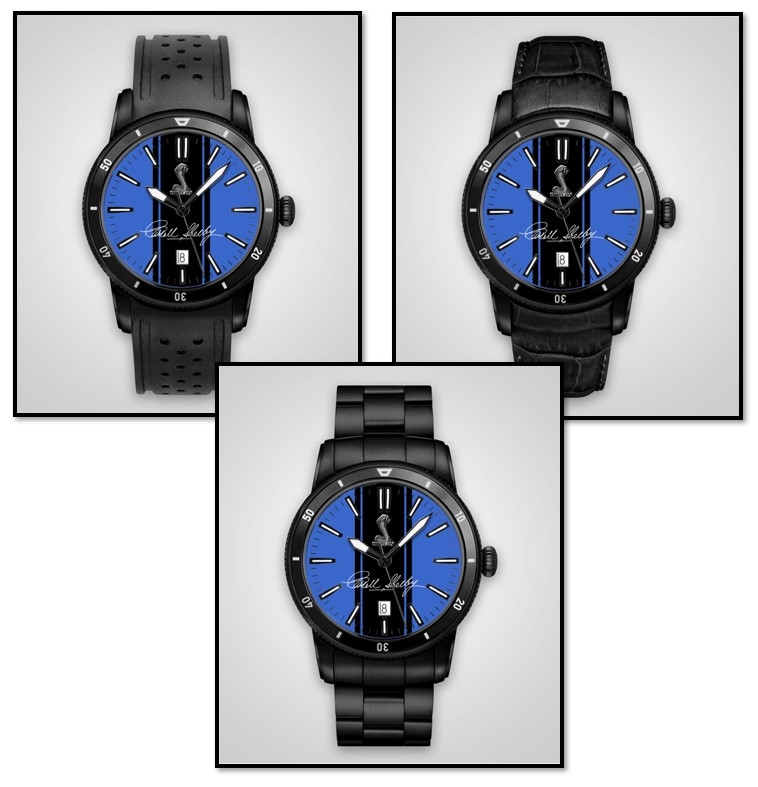 Personalized Shelby "Colors" Watch- Blue w/ Black SS Stripes