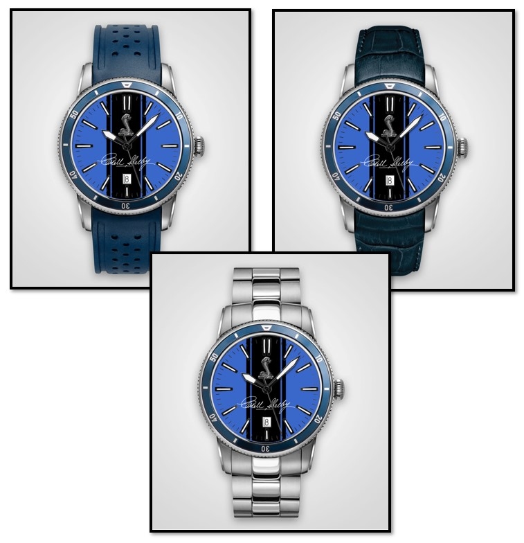 Personalized Shelby "Colors" Watch- Blue w/ Black Stripes