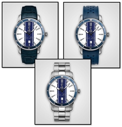Personalized Shelby "Colors" Watch- White w/Blue Stripes