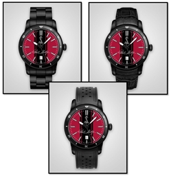Personalized Shelby Watch- Red w/ Black SS Stripes (Black Dial)
