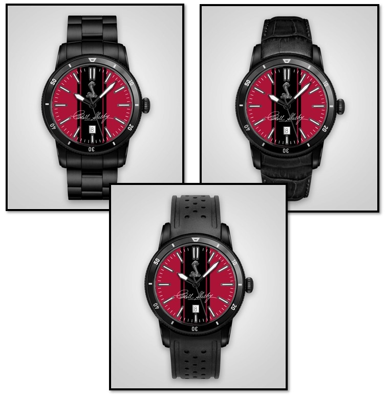 Personalized Shelby Watch- Red w/ Black SS Stripes (Black Dial)