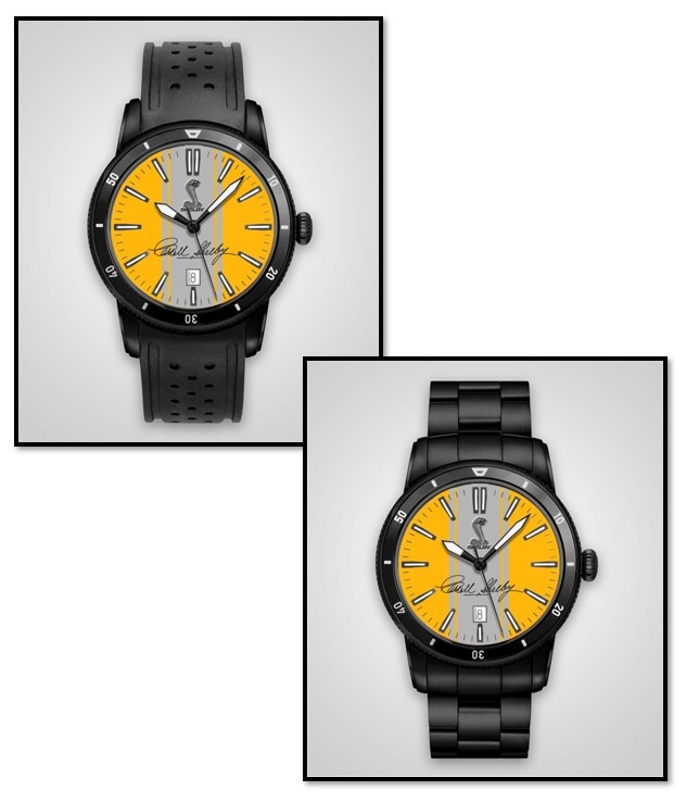 Personalized Shelby "Colors" Watch- Yellow w/ Silver SS Stripes