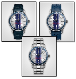 Personalized Shelby "Colors" Watch- Silver w/ Blue Stripes