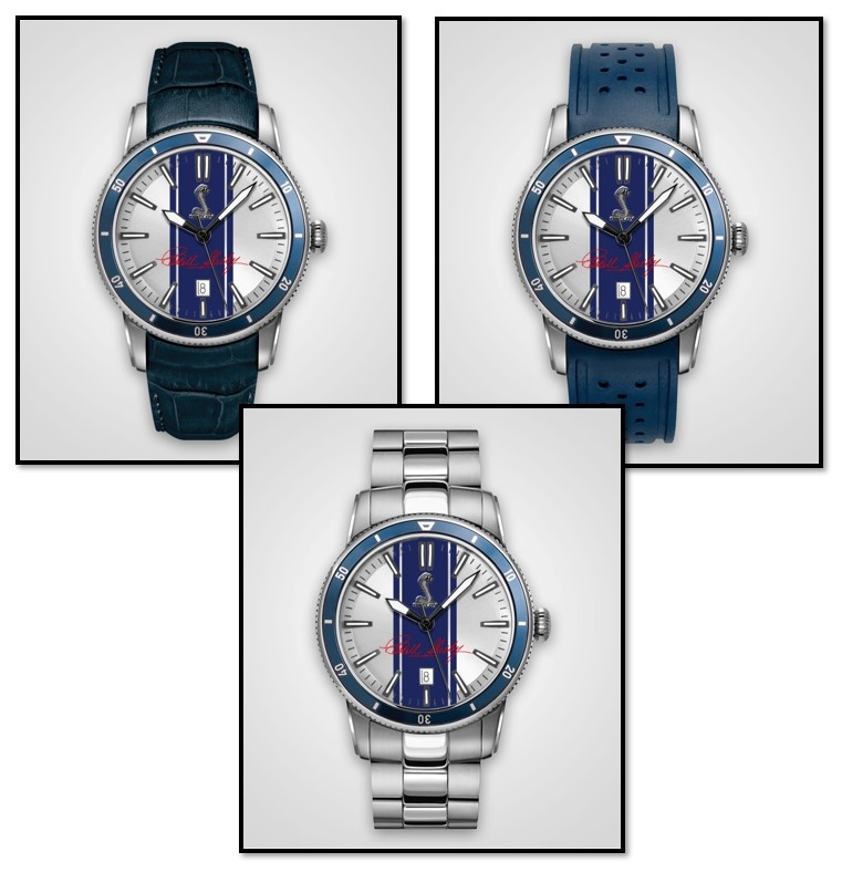 Personalized Shelby "Colors" Watch- Silver w/ Blue Stripes
