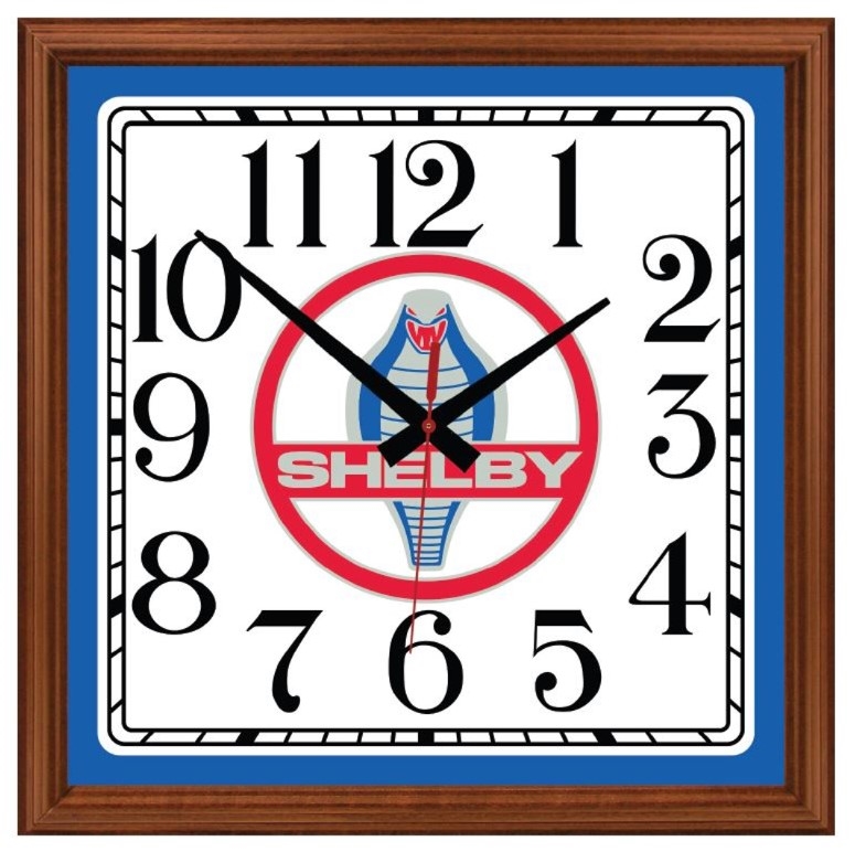 Shelby Cobra 15" Solid Wood Framed Clock- Blue OR Red