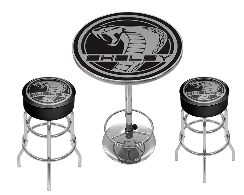 Shelby Snake Pub Table & 2 Stools- Black & Grey